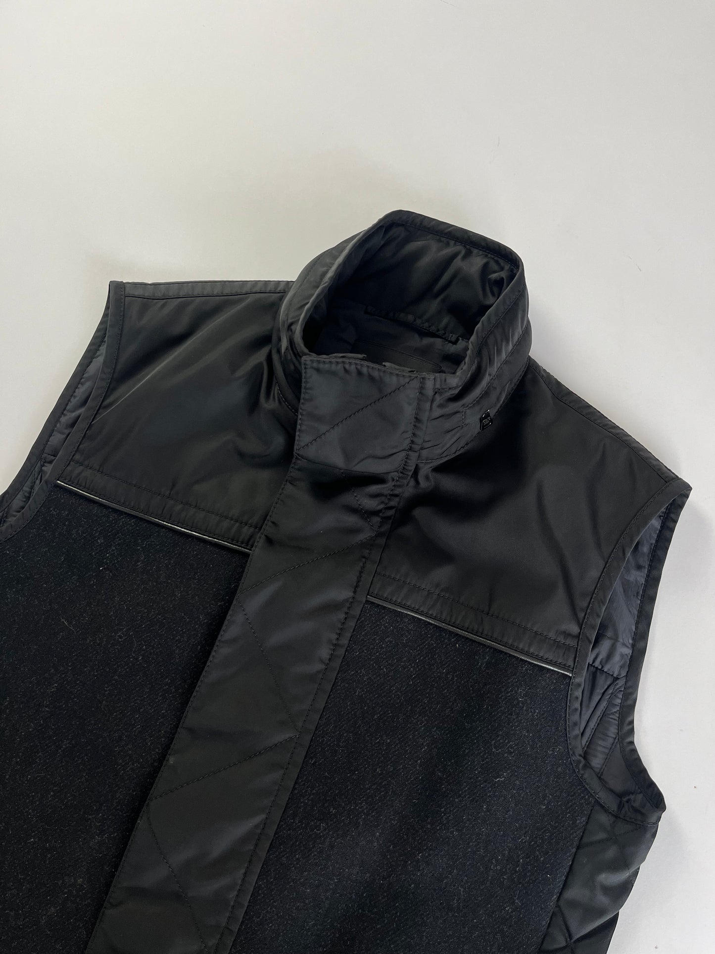 Prada Hidden Nylon Hoodie Hybrid Vest - M