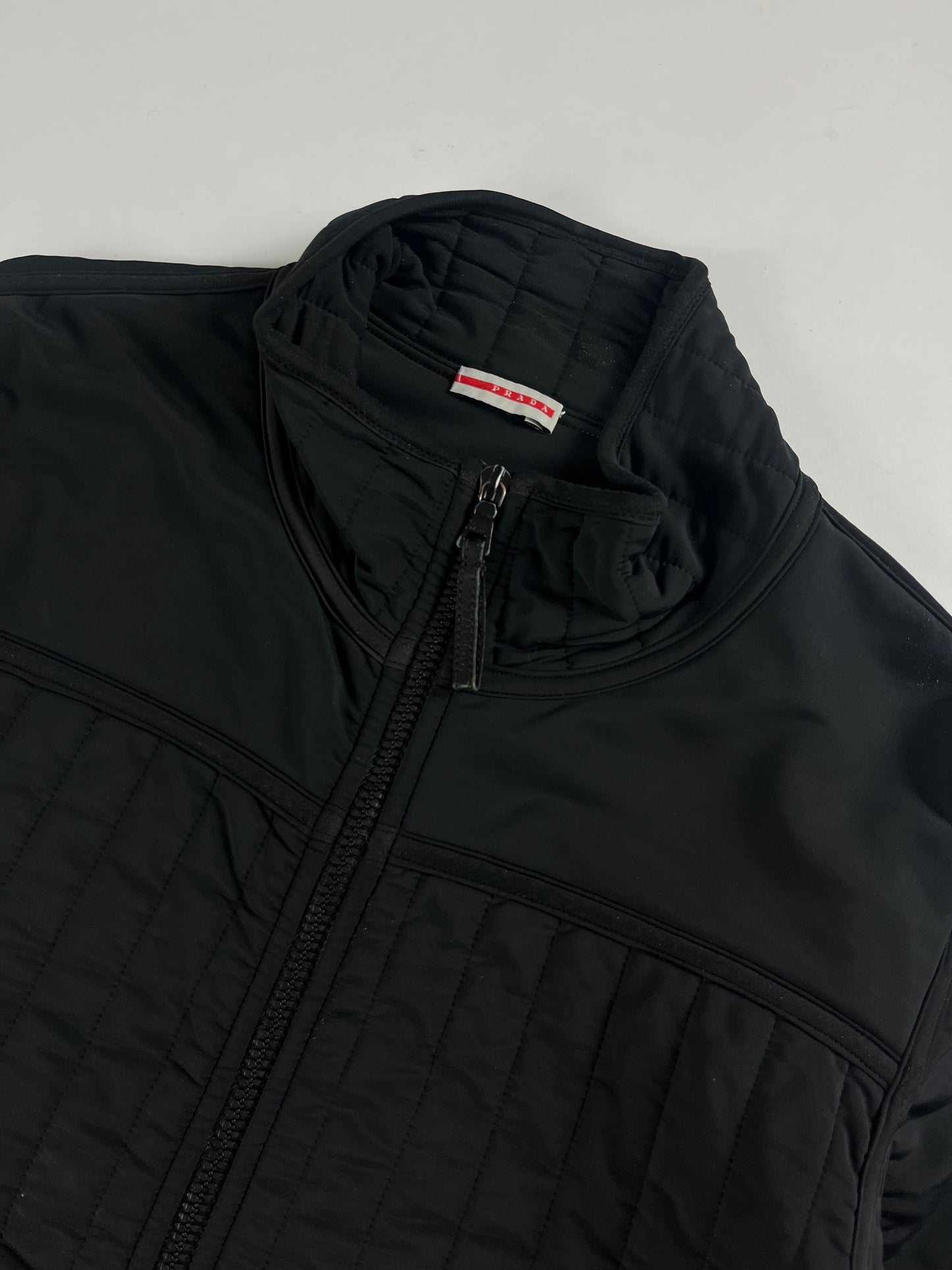 Prada Linea Rossa Black Straight Quilted Nylon Zipper Jacket FW 2001 - M