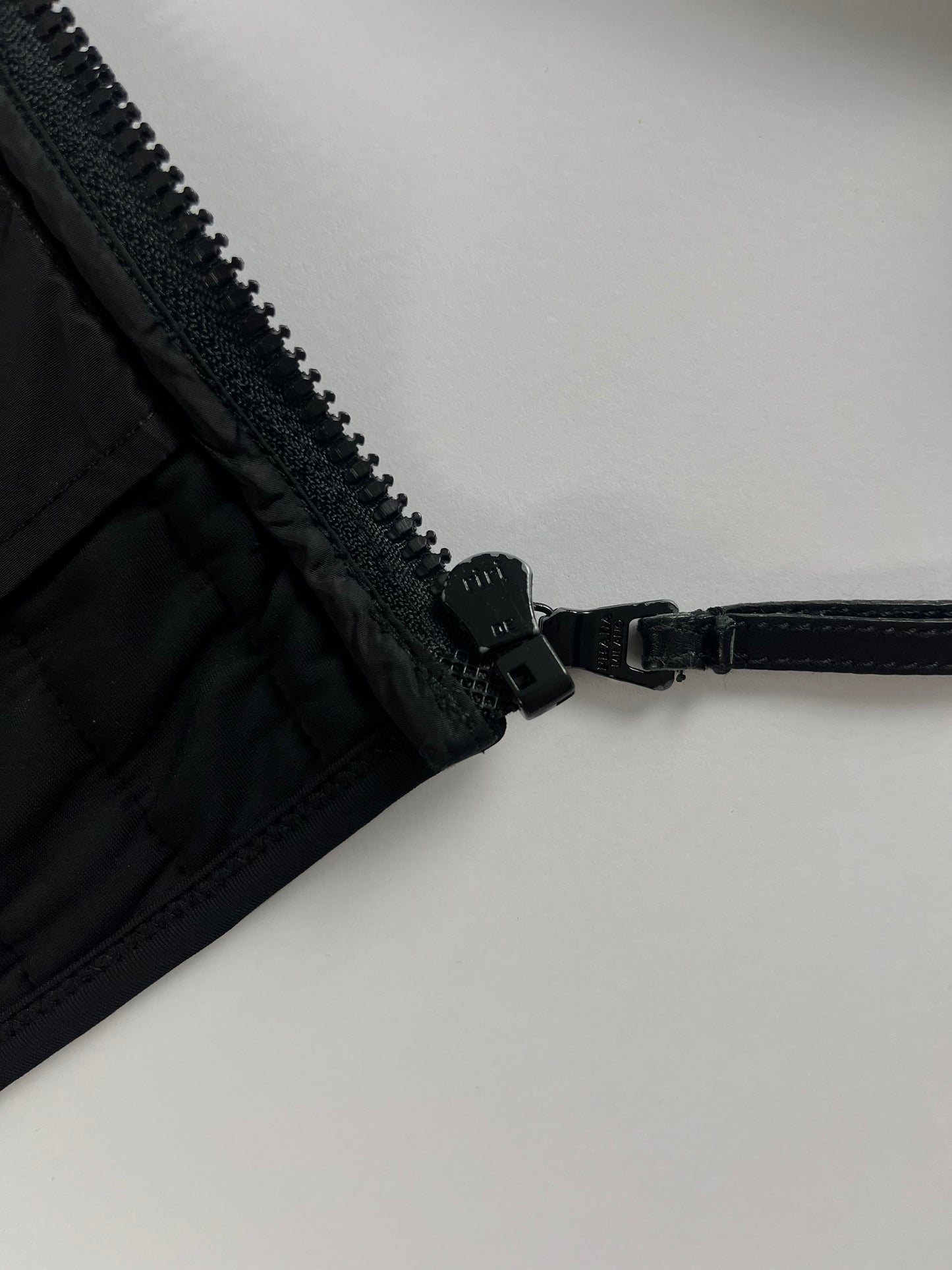 Prada Linea Rossa Black Straight Quilted Nylon Zipper Jacket FW 2001 - M