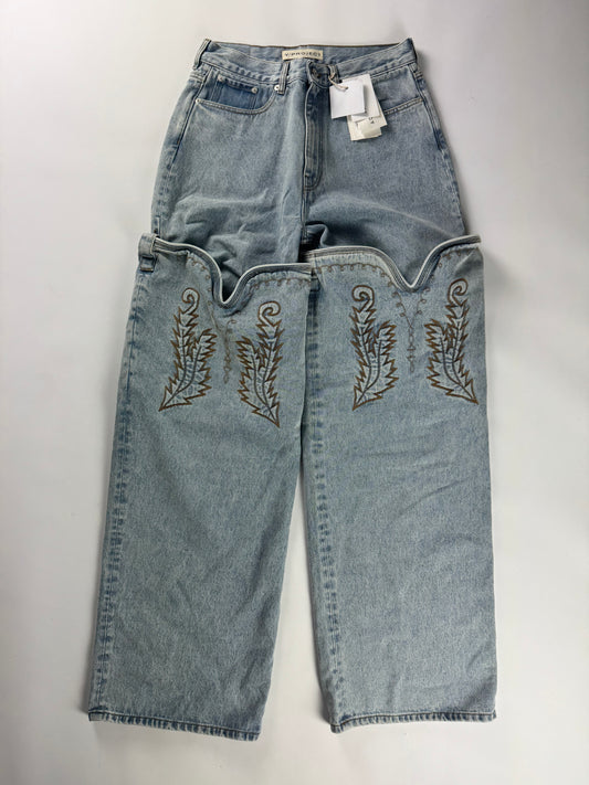 Y/Project Maxi Cowboy Cuff Blue Denim Pants SS 2023 - 32 US