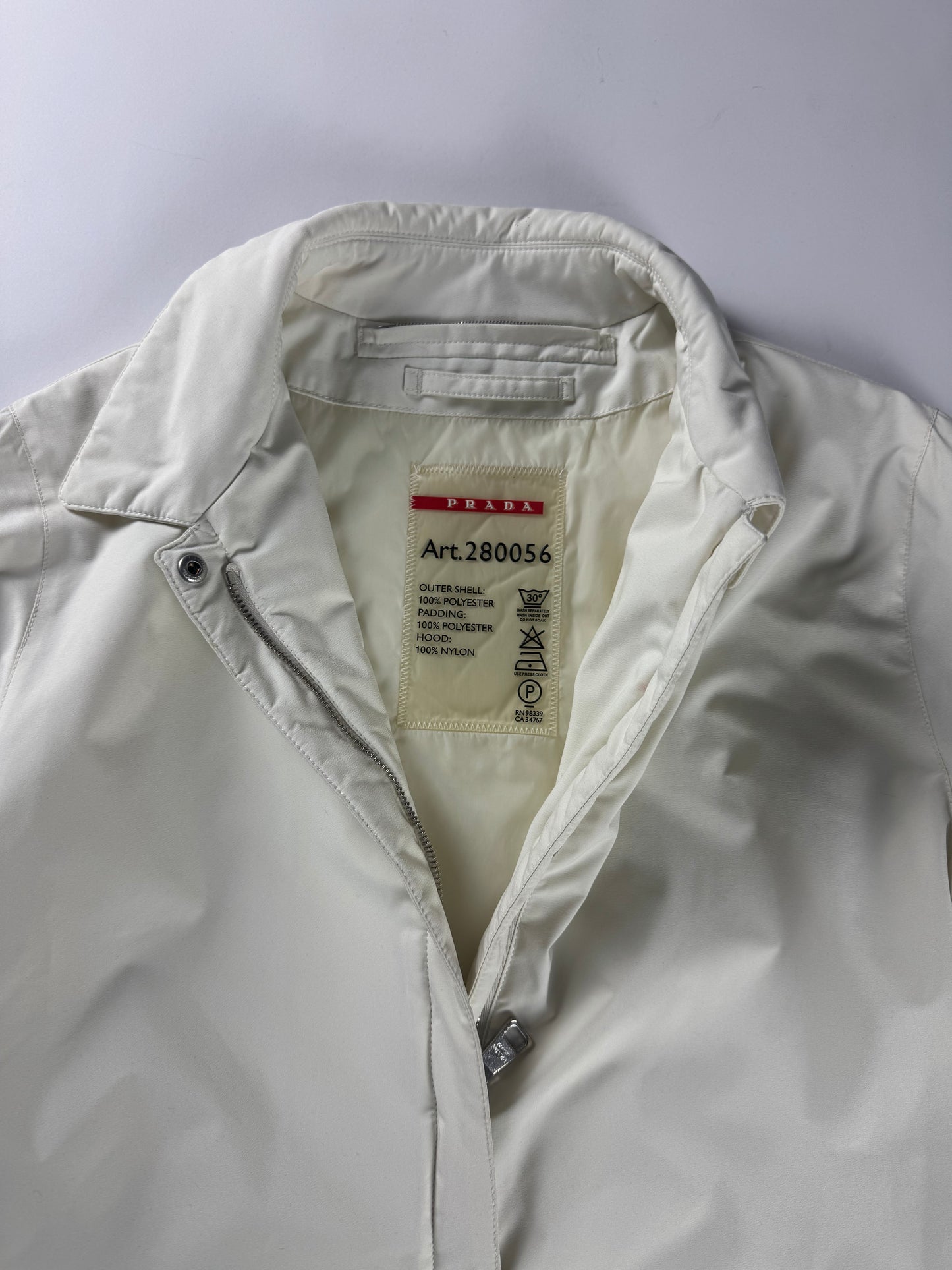 Prada White Nylon Wind Stopper Coat SS 2008 - S