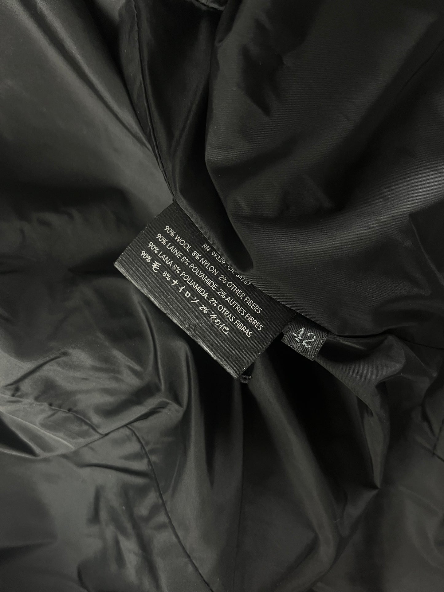 Prada Black Wool Zipper Coat FW 2000 - XS