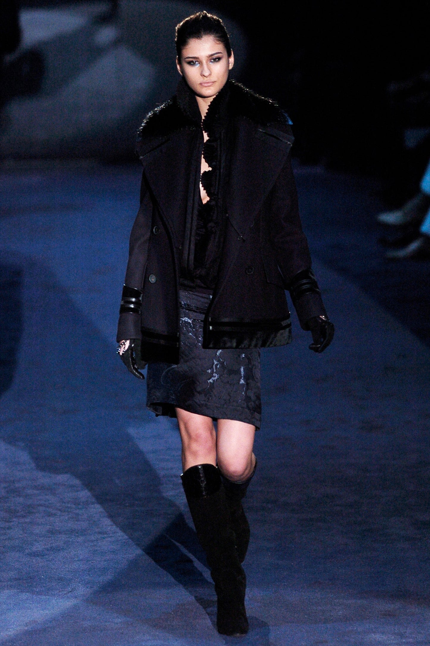 Gucci Leather Trim Wool Peacoat FW 2005 - S