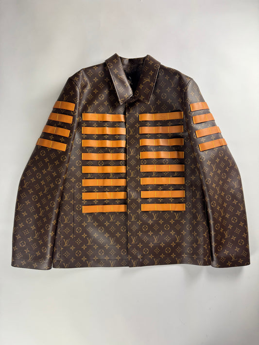 Louis Vuitton Nigo LV toile Monogram Military Leather Jacket Resort 2022 - L