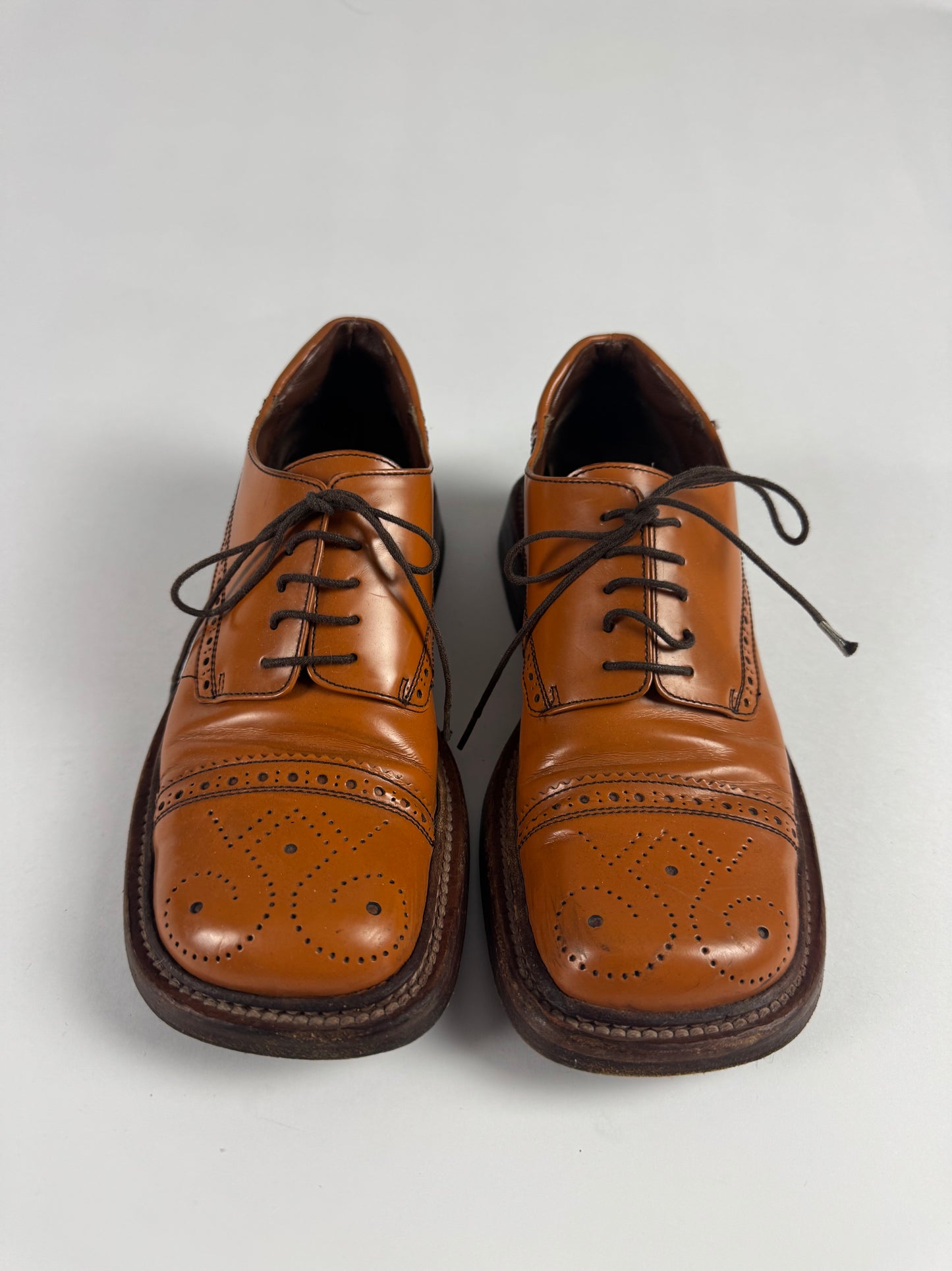 Prada Camel Leather Square Toe Low Shoes FW 1999 - 36 IT/37 EU