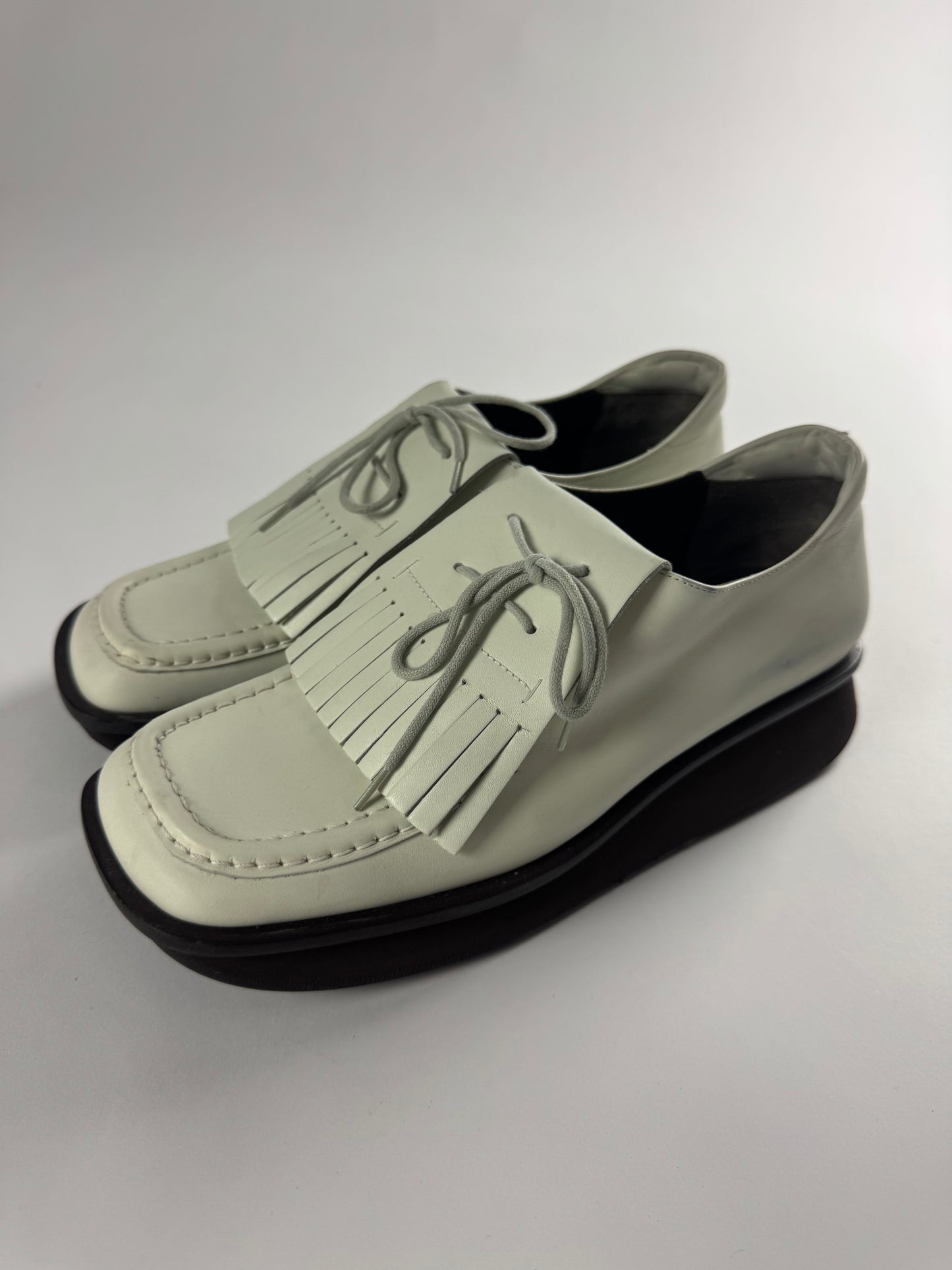 Prada White Platform Loafers Shoes SS 1999 - 38 IT/39 EU