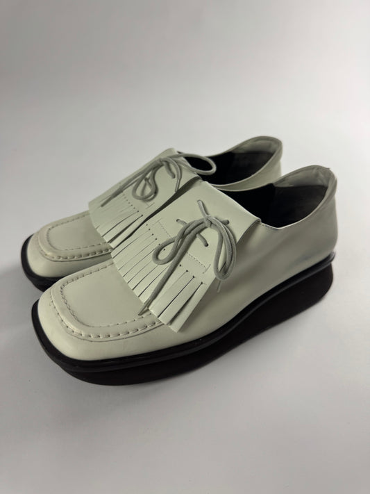 Prada White Platform Loafers Shoes SS 1999 - 38 IT/39 EU