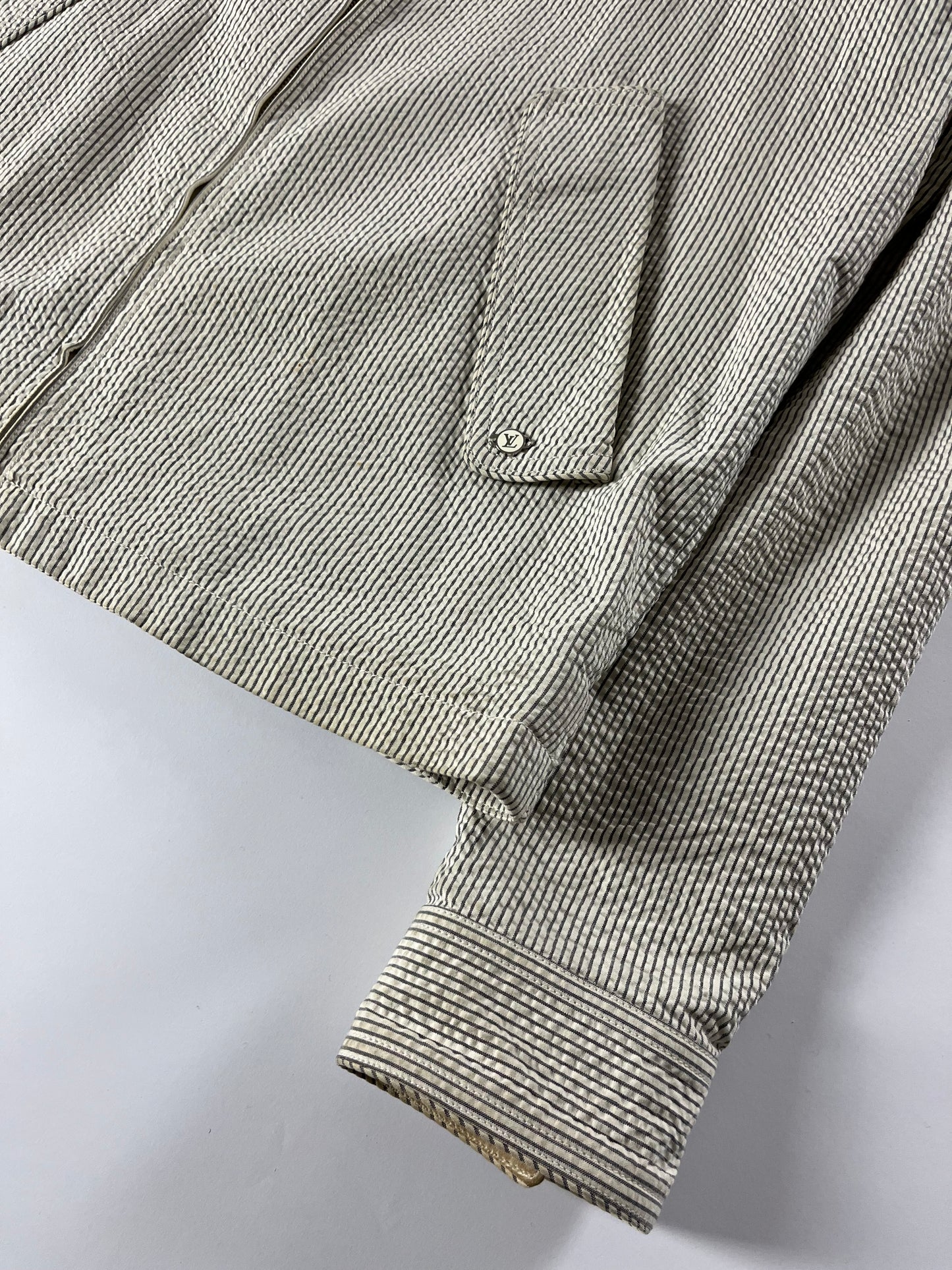 Louis Vuitton Cotton Incrusted Lambskin Leather Striped Jacket 2000s - L