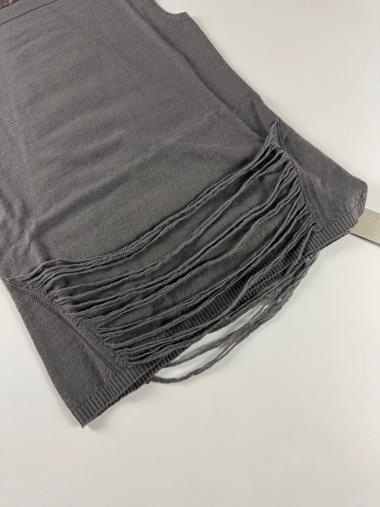 Rick Owens Dust Grey Short Fringes Vest Top 2000s - S