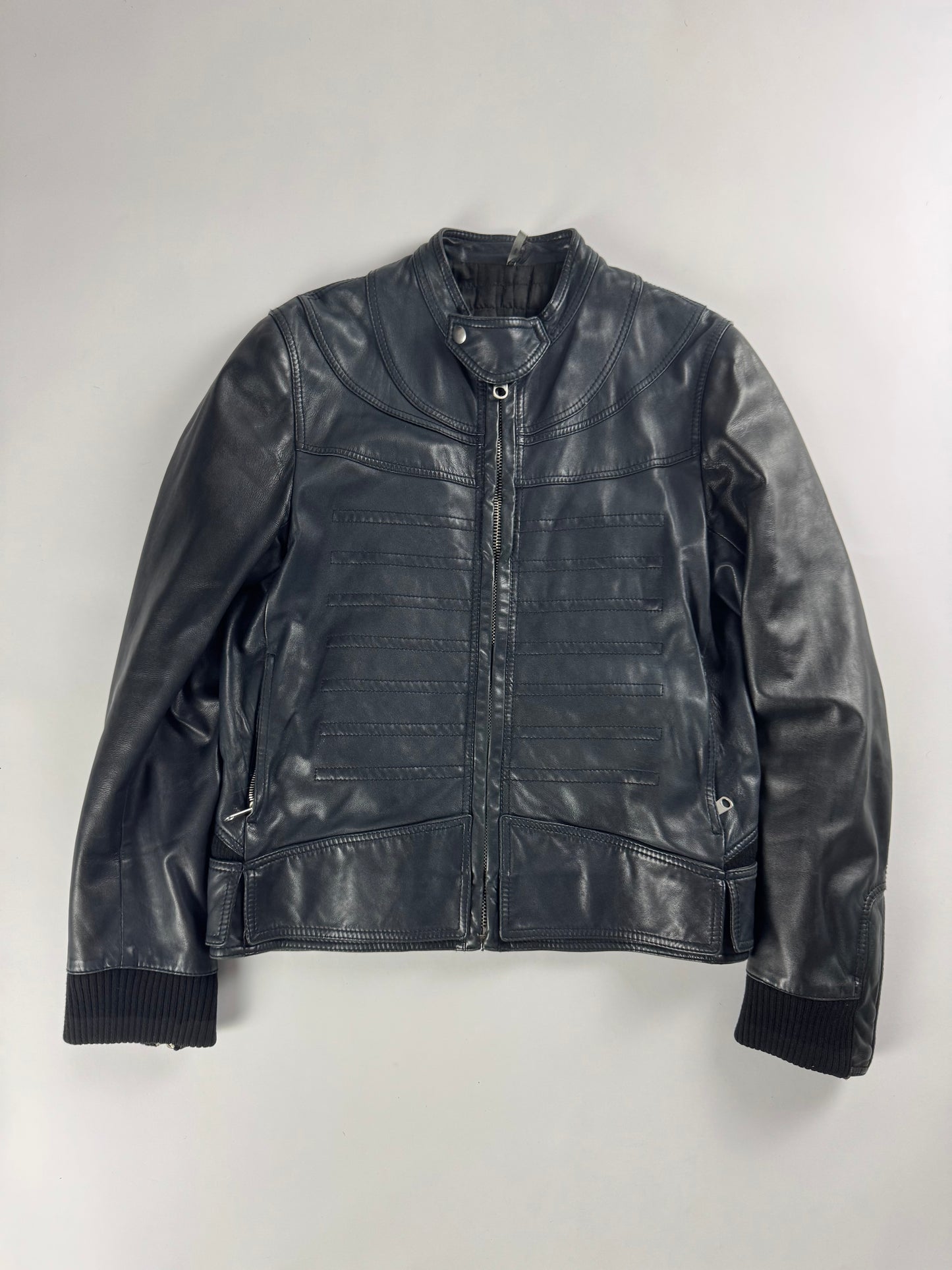 Dior Homme Napoleon Military Marine Leather Jacket FW 2008 - M