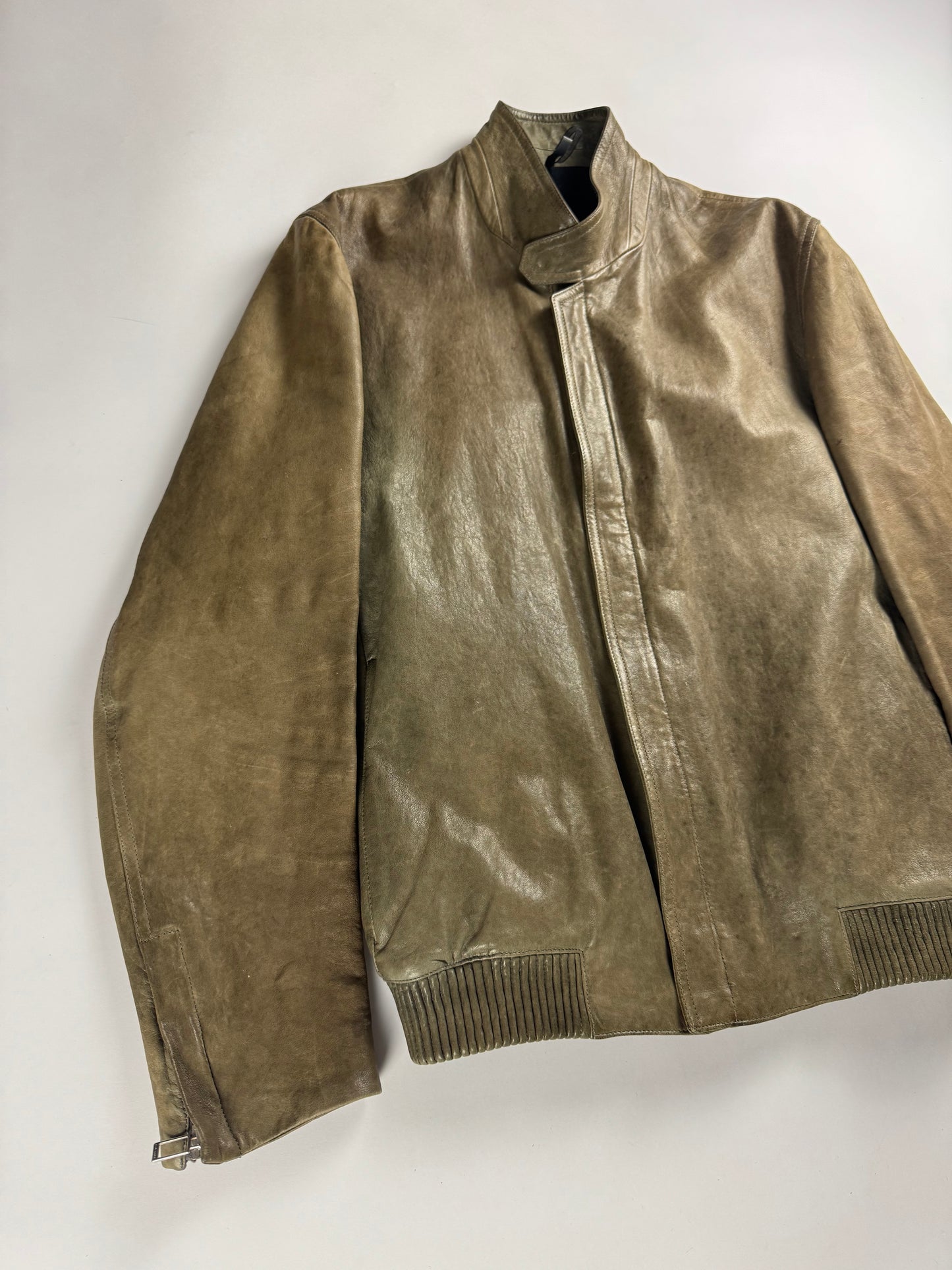 Dior Homme Sample Kris Van Assche Camel Marble Leather Jacket FW 2012 - M