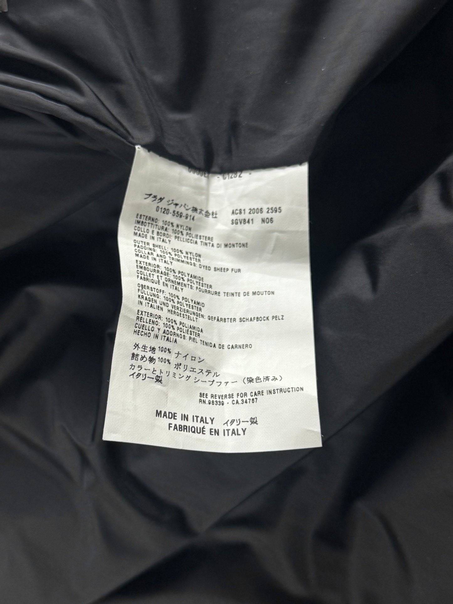 Prada Nylon Leather Panel Long Fur Details Coat SS 2006 - M