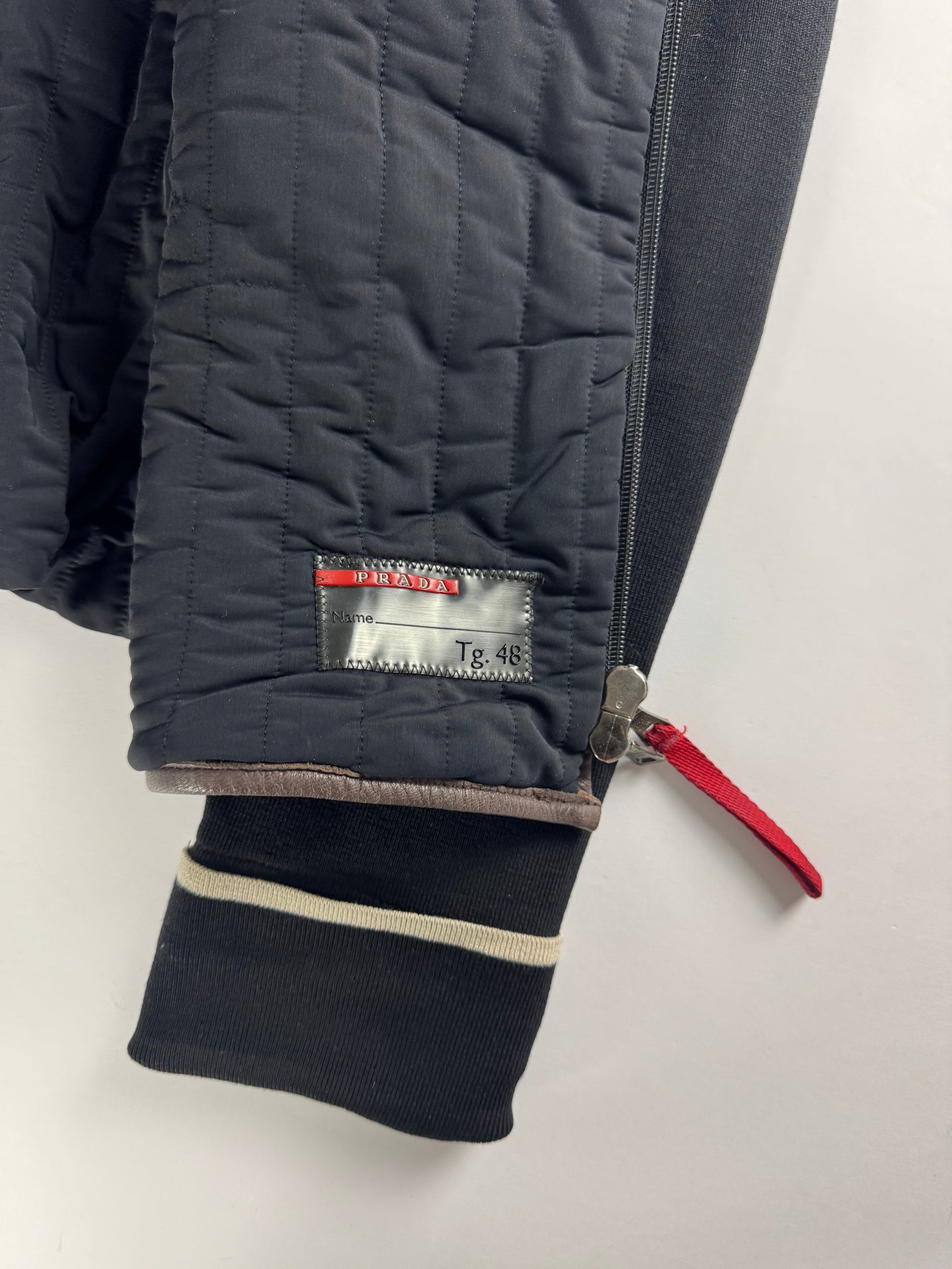 Prada Wool Hybrid Brown Leather Turtleneck Jacket SS 2000 - M