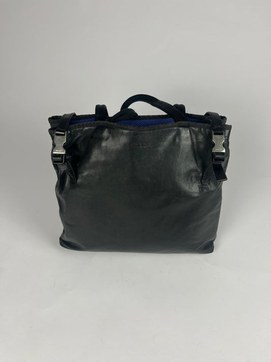 Prada Leather Inside Blue Mesh Belted Shoulder Bag FW 1999 - OS