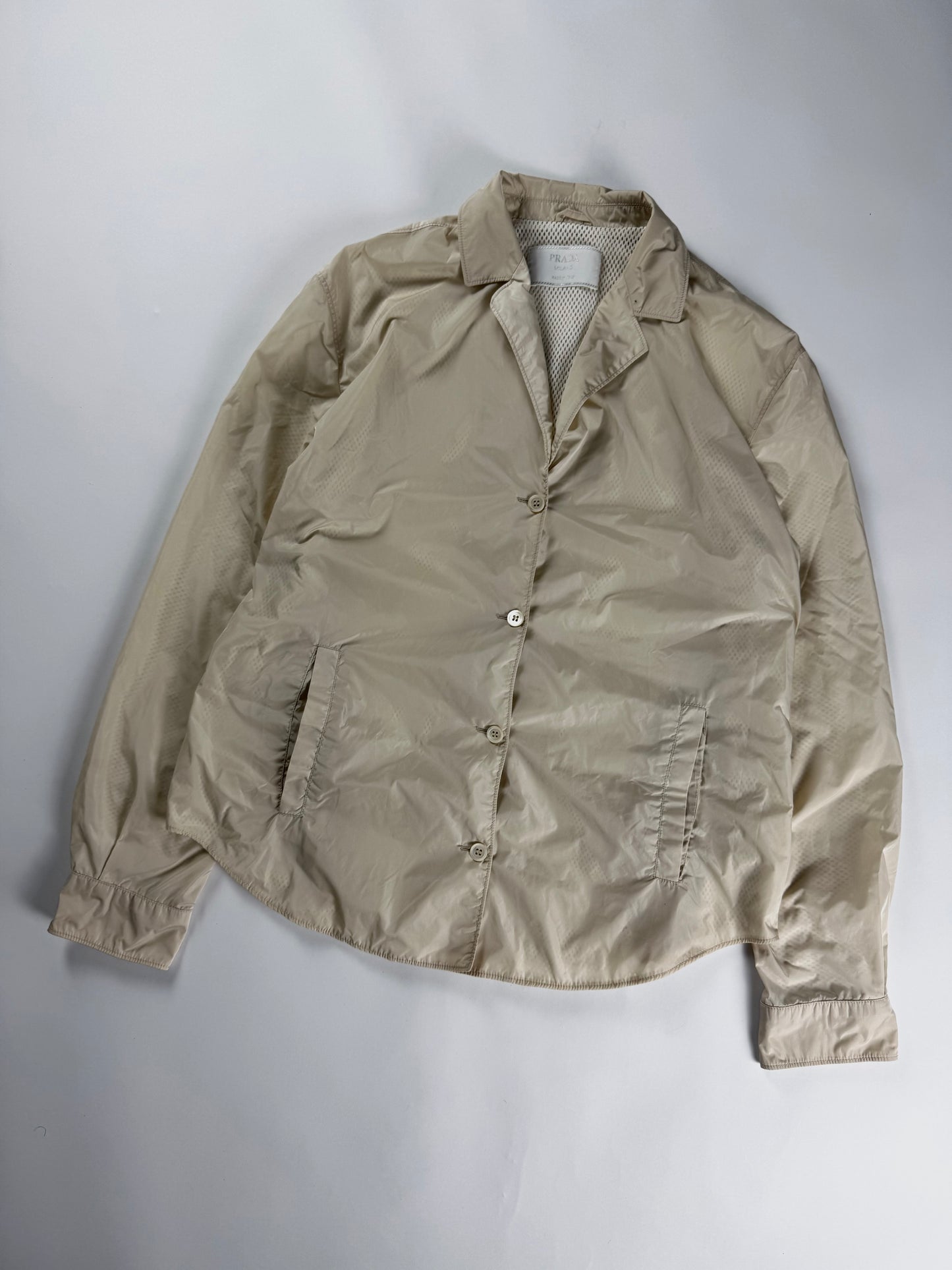 Prada Cream Inside Mesh Button Up Light Jacket SS 1998 - S