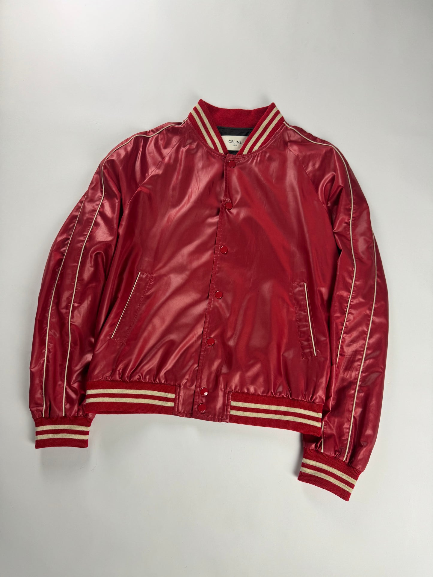 Celine Hedi Slimane Nylon Teddy Bomber Jacket SS 2020 - M