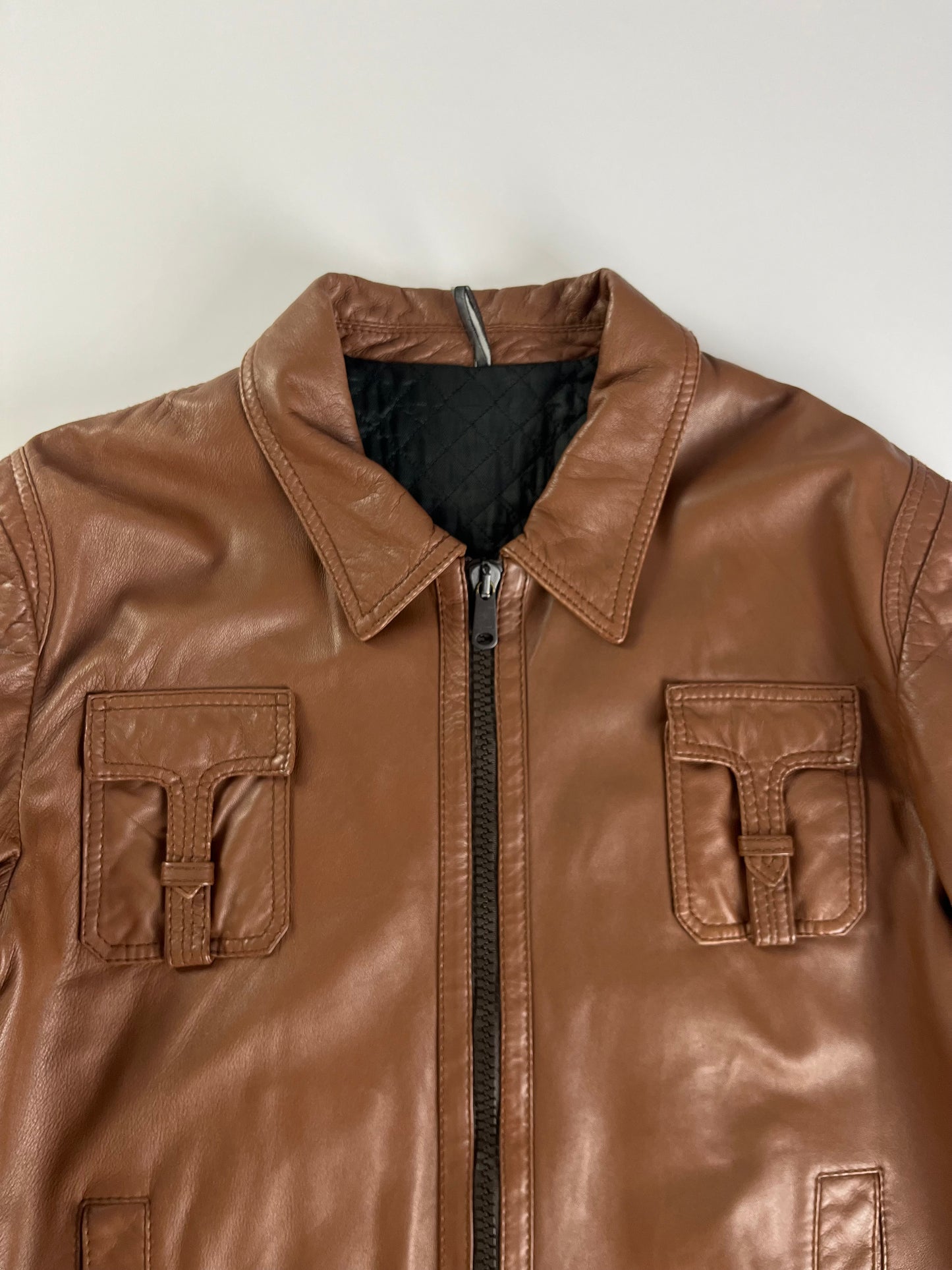 Dior Homme T-Pocket Brown Leather Jacket FW 2005 - L