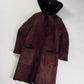 Miu Miu Wine Red Half Open Sherpa Hood Shearling Coat 2000s - XS