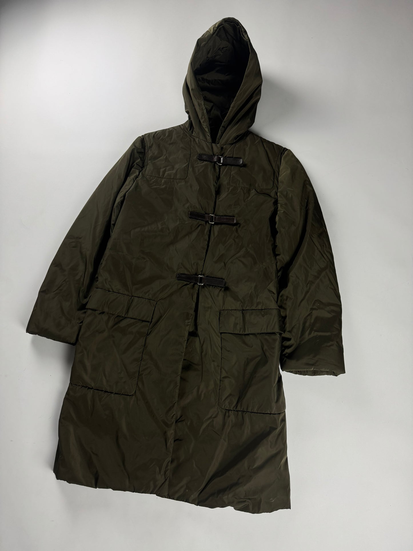 Prada Multi Belt Khaki Nylon Long Safari Coat FW 1999 - S