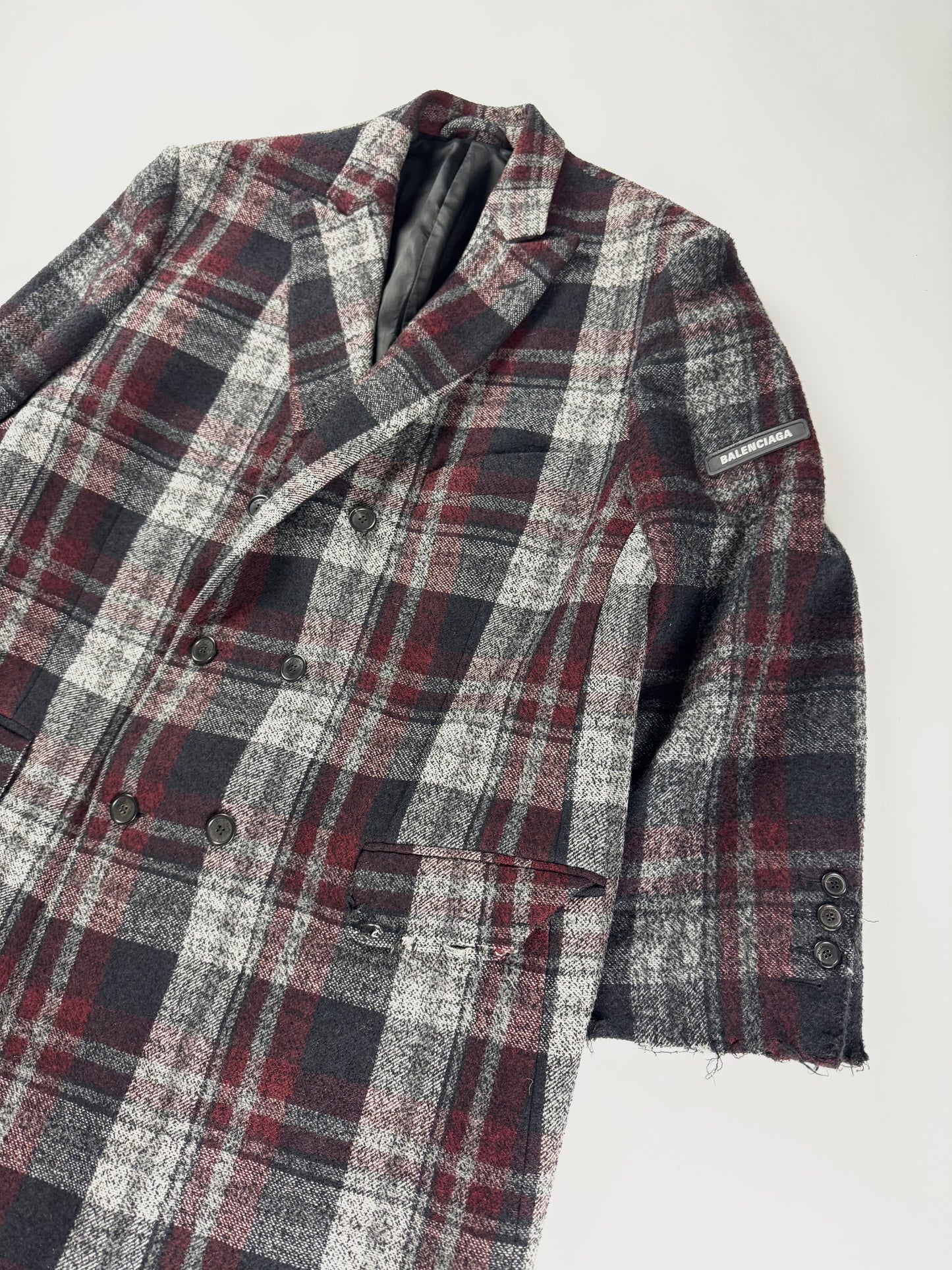 Balenciaga Sample Destroy Lana Plaid Coat SS 2019 - M