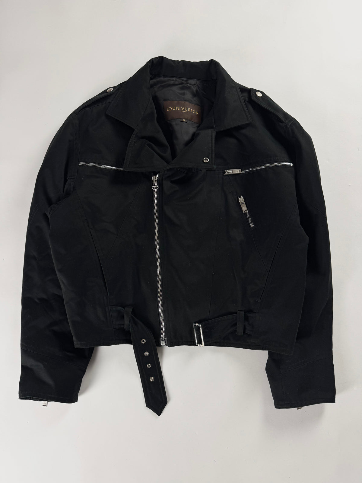 Louis Vuitton Black Cotton Asymmetrical Zipper Perfecto Jacket 2000s - M