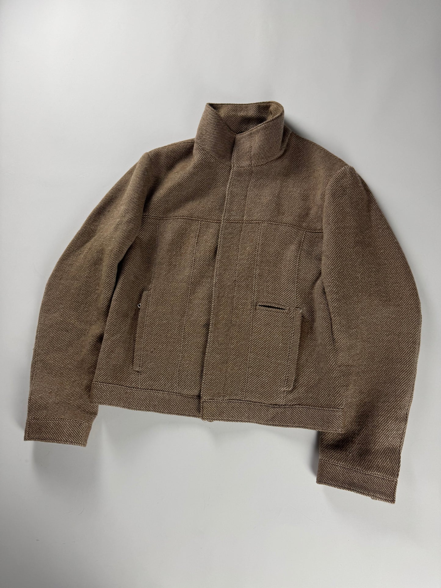 Prada Premium Textured Wool Minimalist Funnel Collar Jacket FW 1999 - L