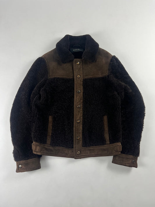 Gucci Dark Brown Shearling Wool Blend Jacket - M