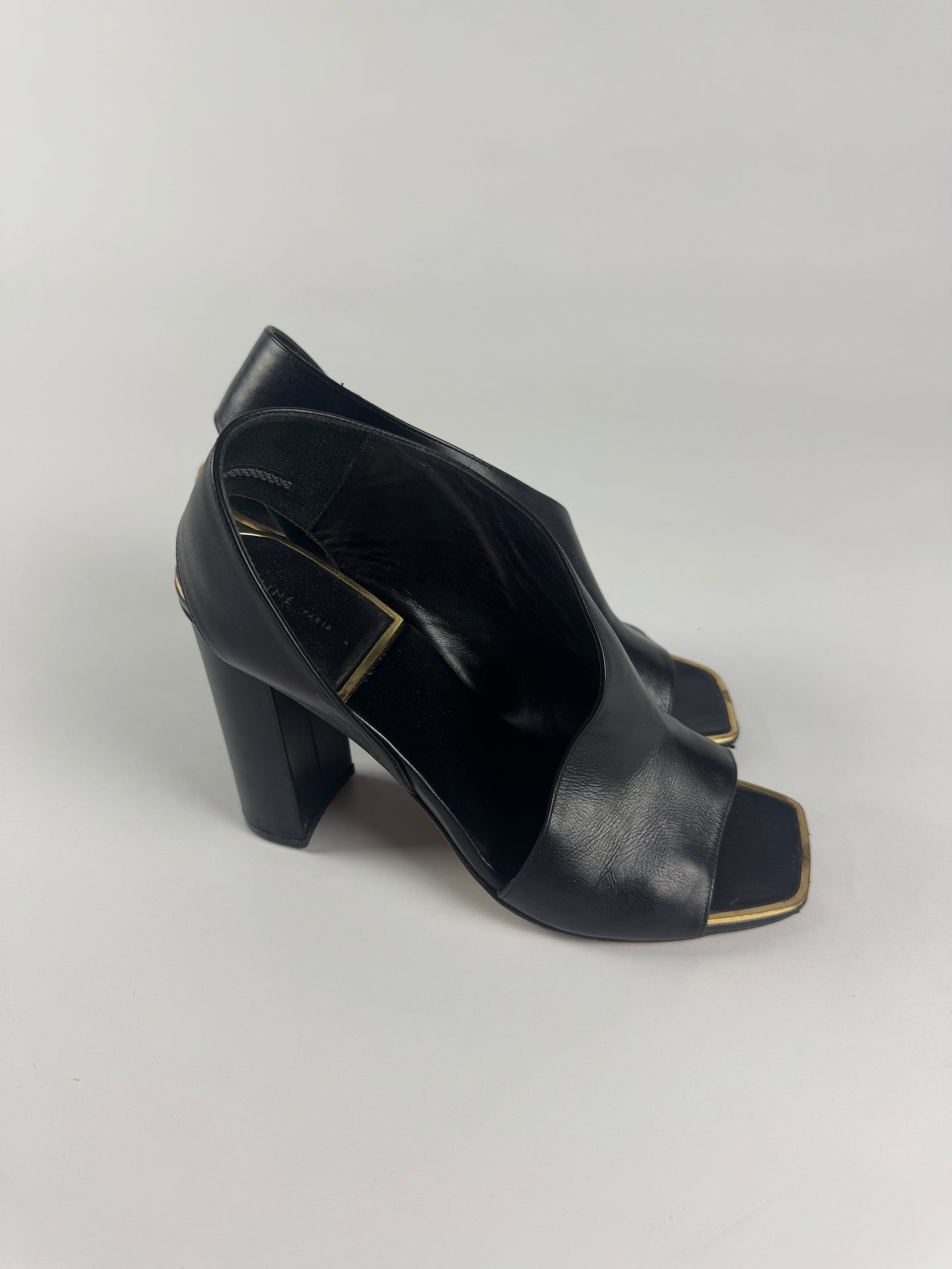 Celine Calfskin Square Toe Asymmetrical Heel Slingback Scandal Pumps SS 2015 - 38 EU