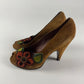 Miu Miu Floral Brown Suede Heels 1990s - 40 IT/41 EU