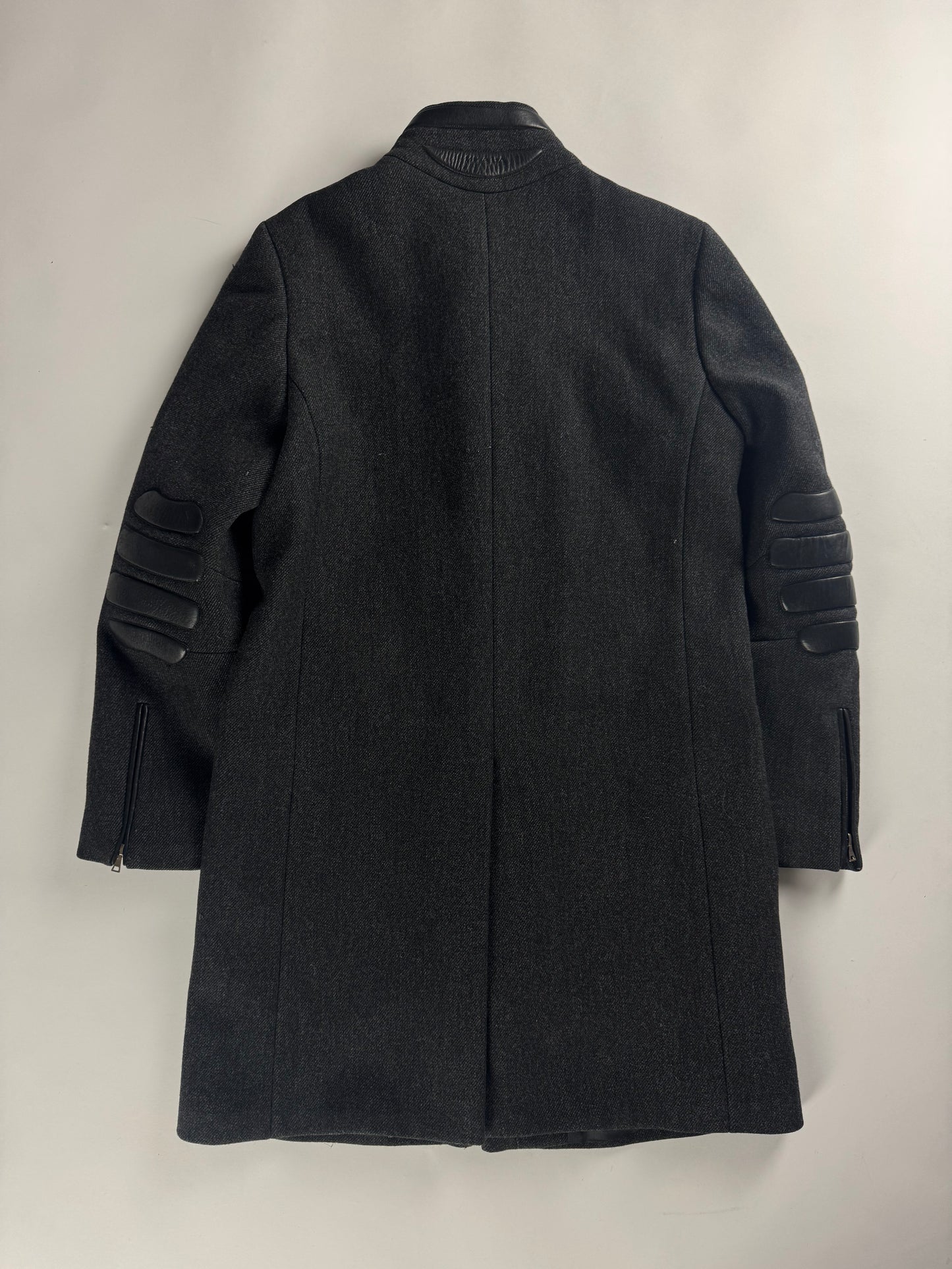Prada Leather Padded Elbows Wool Long Coat FW 1999 - S