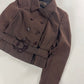 Prada Brown Elegant Cropped Belted Jacket Skirt Set FW 1996 - S