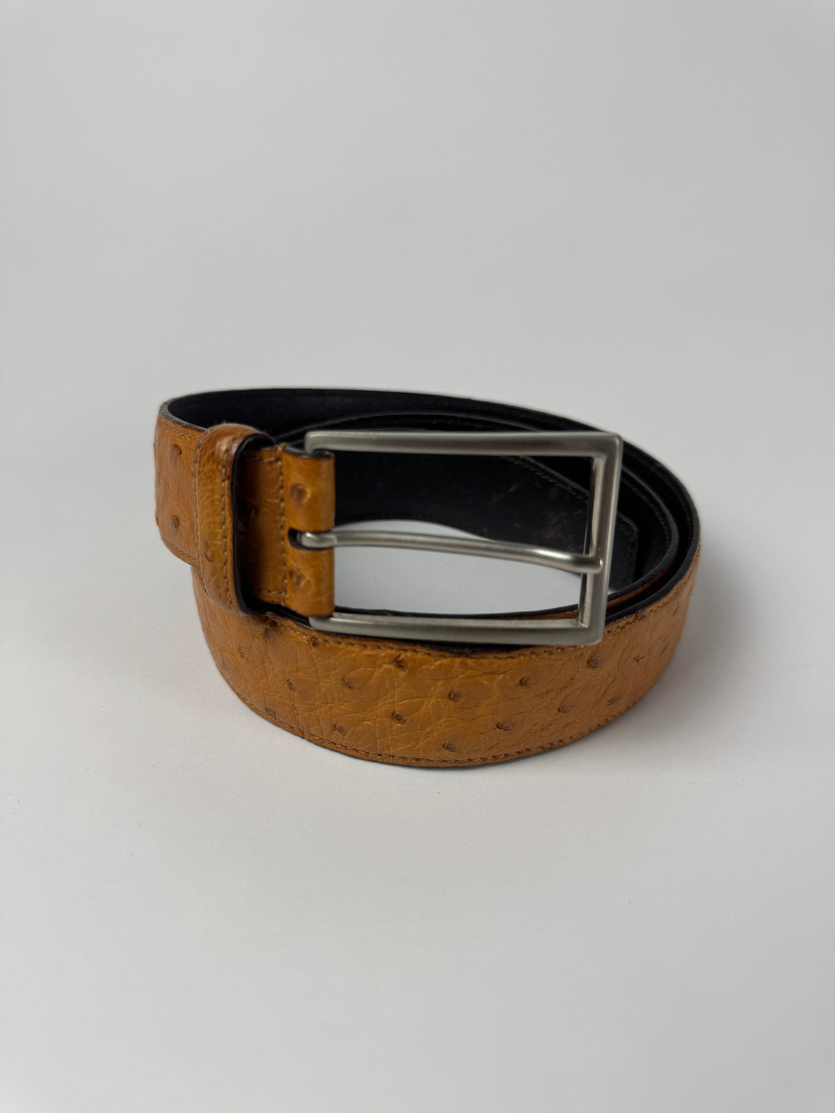 Prada Brown Premium Ostrich Leather Belt 2000s - 90 CM