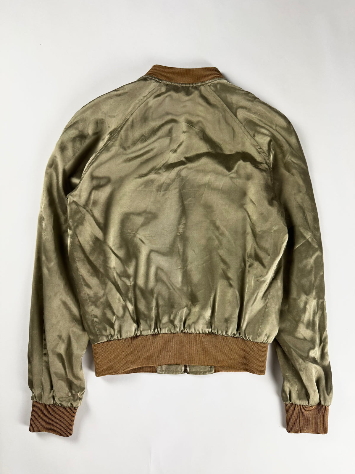 Celine Sample Light Brown Satin Bomber Jacket 2020s - S