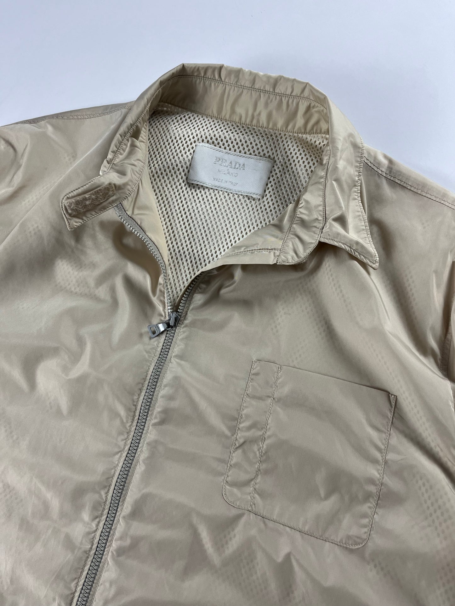 Prada Cream Inside Mesh Versatile Zip Up Light Jacket SS 1998 - S