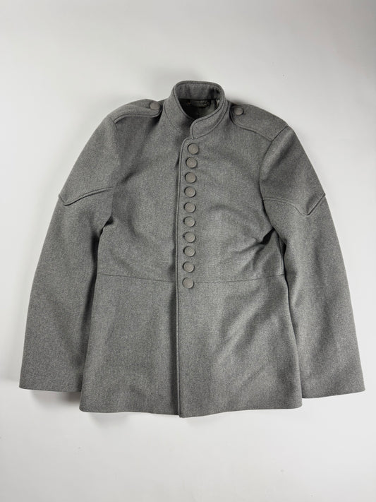 Louis Vuitton Sample Grey Wool Napoleonic Military Stand Collar Epaulettes Officer Jacket FW 2019 - M