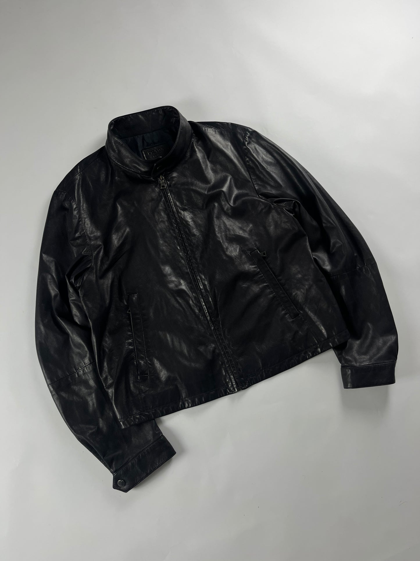 Prada Black Leather Jacket FW 2011 - L