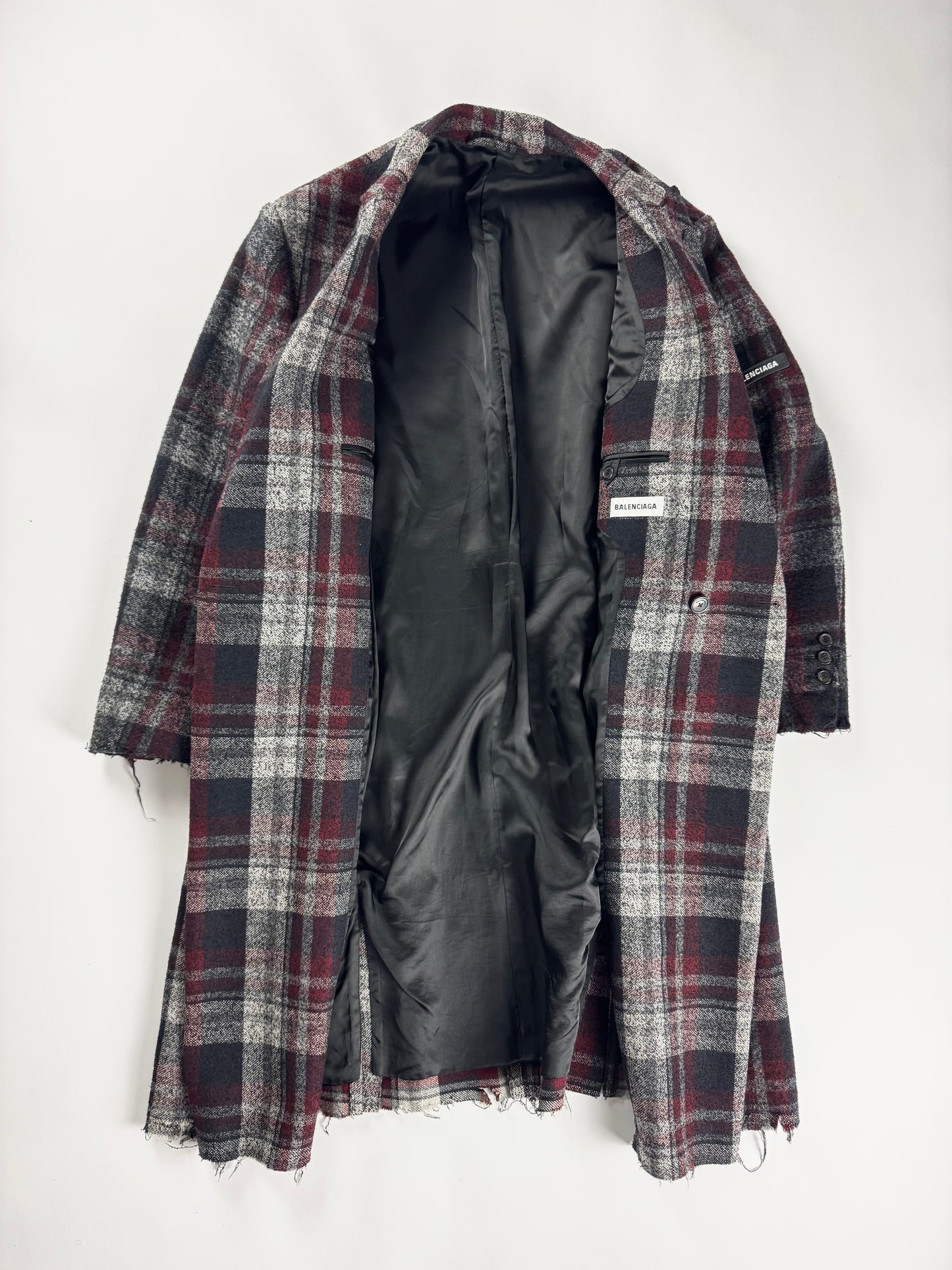 Balenciaga Sample Destroy Lana Plaid Coat SS 2019 - M
