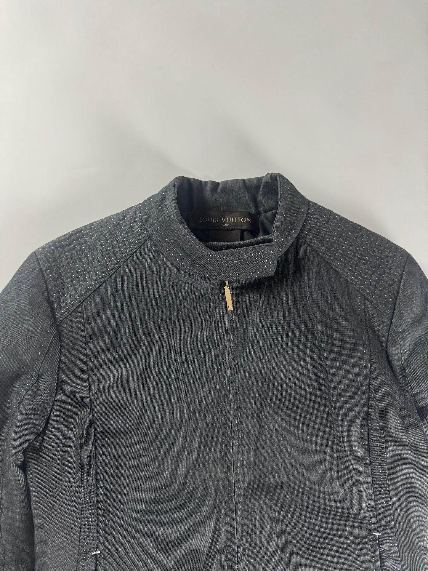 Louis Vuitton Dark Grey Cotton Stitch Details Rider Jacket 2000s - XS