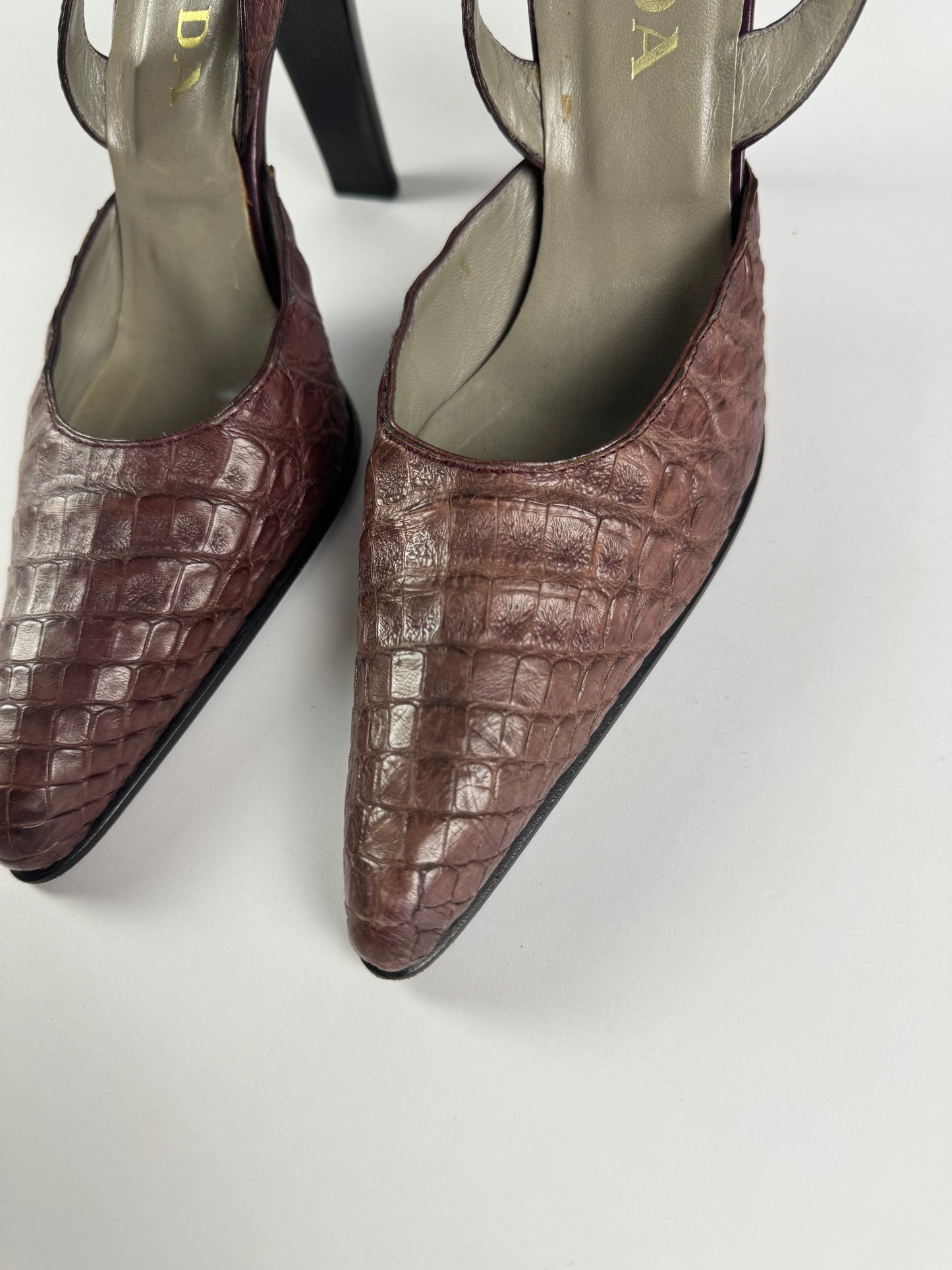 Prada Crocodile Leather Effect Pumps Heels 2000s - 38 IT/39 EU