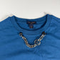 Louis Vuitton Sample Royal Blue Cotton Attached Silver Chain Neckline Detail Tee Shirt 2010s - M
