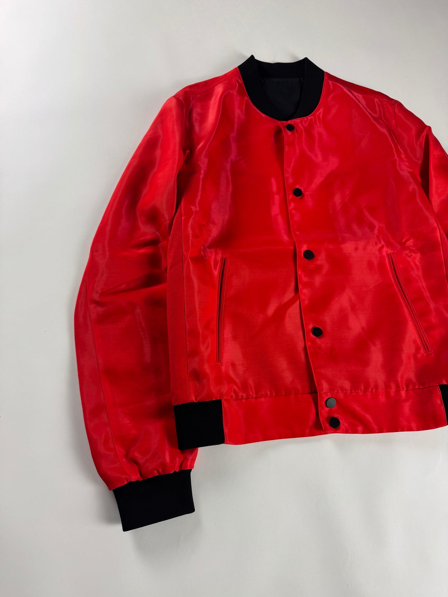 Balenciaga Alexander Wang Red Silk Bomber Jacket SS 2013 - M