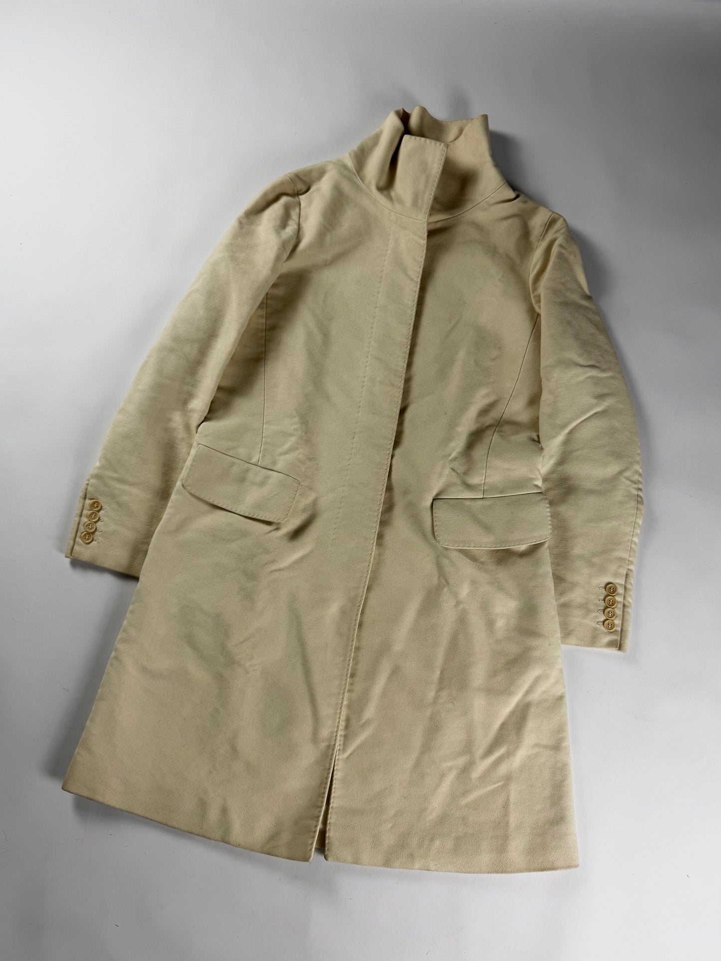 Helmut Lang Funnel Hidden Buttoned Collar Coat 2000s - XS