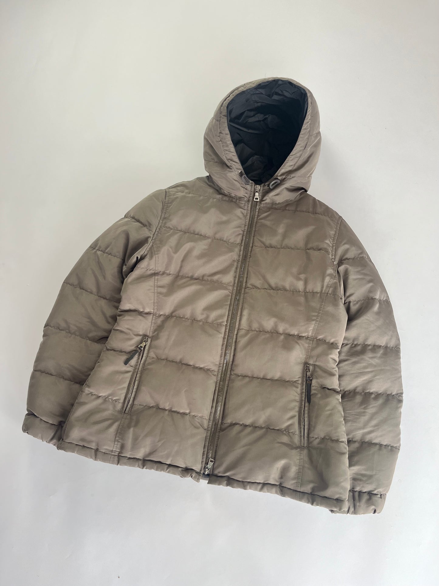 Prada Sand Nylon Puffer Jacket 2000s - M