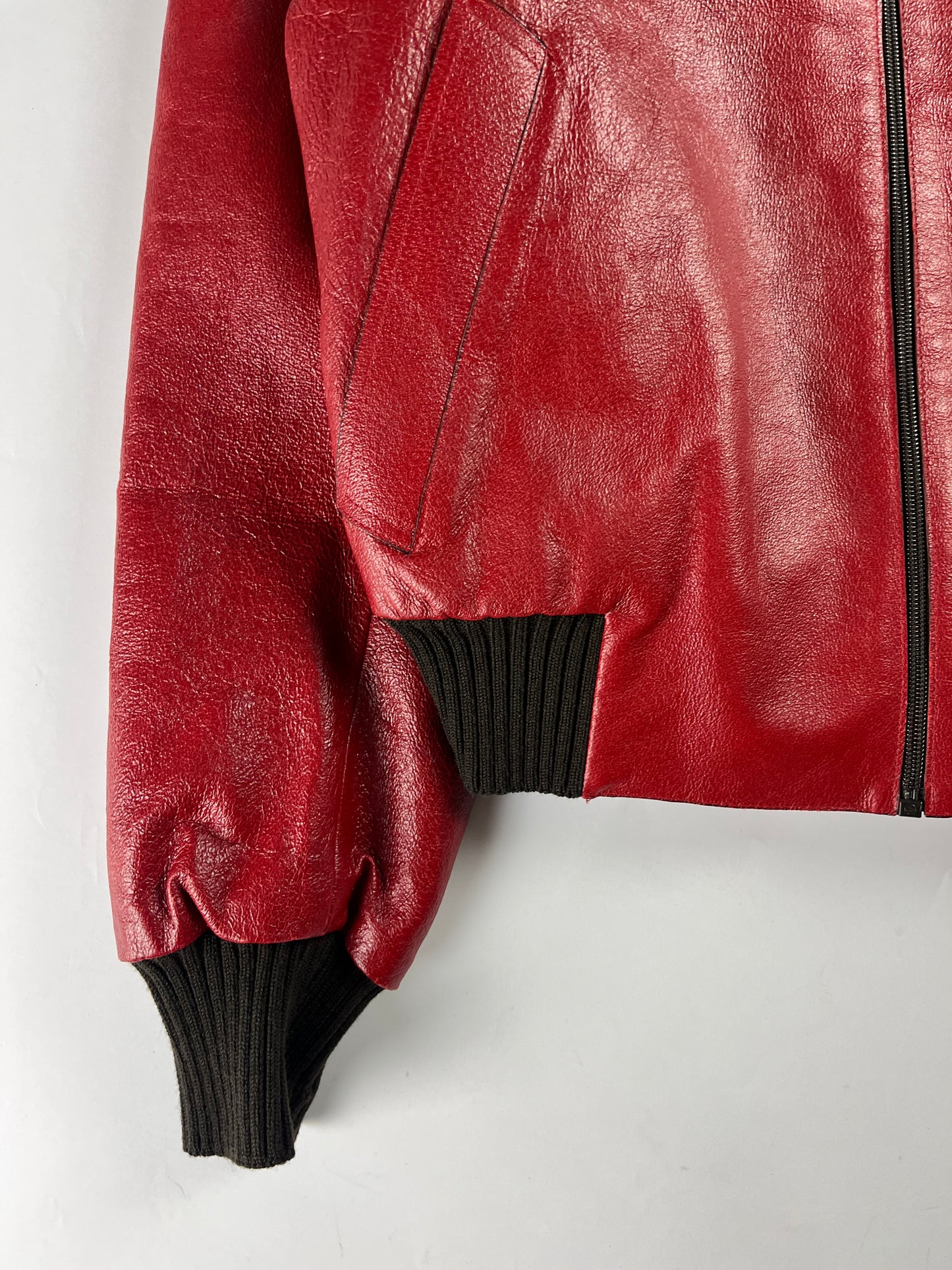 Prada Premium Red Leather Bomber Jacket FW 2000 - M