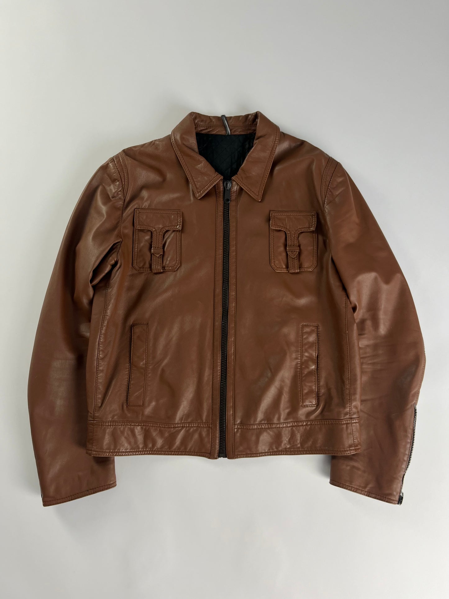Dior Homme T-Pocket Brown Leather Jacket FW 2005 - L