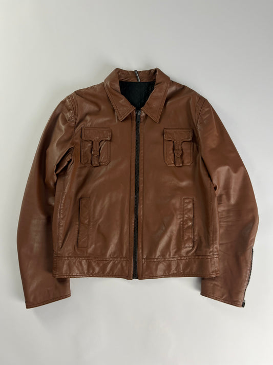 Dior Homme T-Pocket Brown Leather Jacket FW 2005 - L