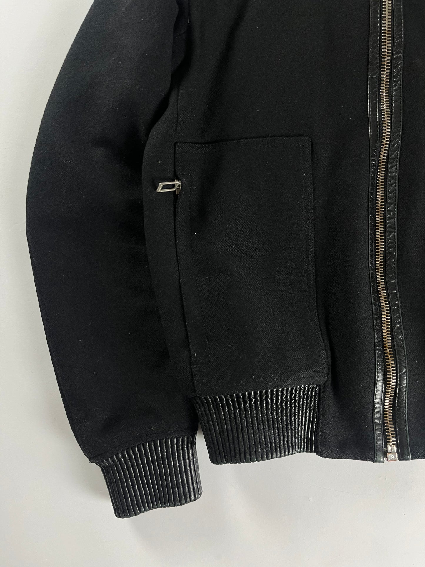 Dior Homme Dark Wool Leather Bomber Jacket FW 2010 - S