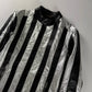 Saint Laurent Sample Metallic Silver Striped Leather Jacket Pre Fall 2015 - XS