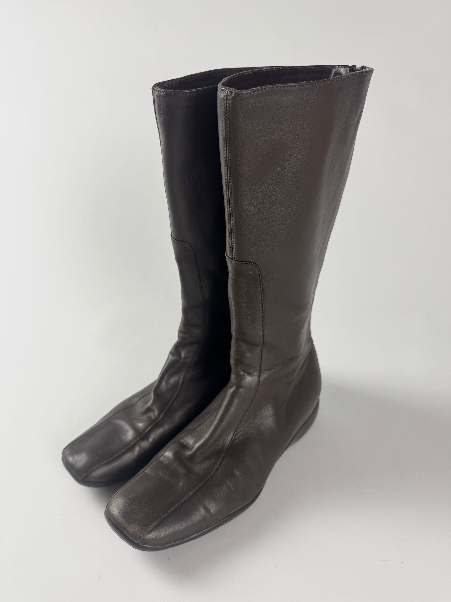 Prada Linea Rossa Brown Leather  Boots SS 1999 - 37,5 IT/38,5 EU