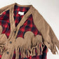 Maison Margiela x Pendleton Red Tartan Plaid Tan Knit Western Fringe Cardigan FW 2023 - XXL